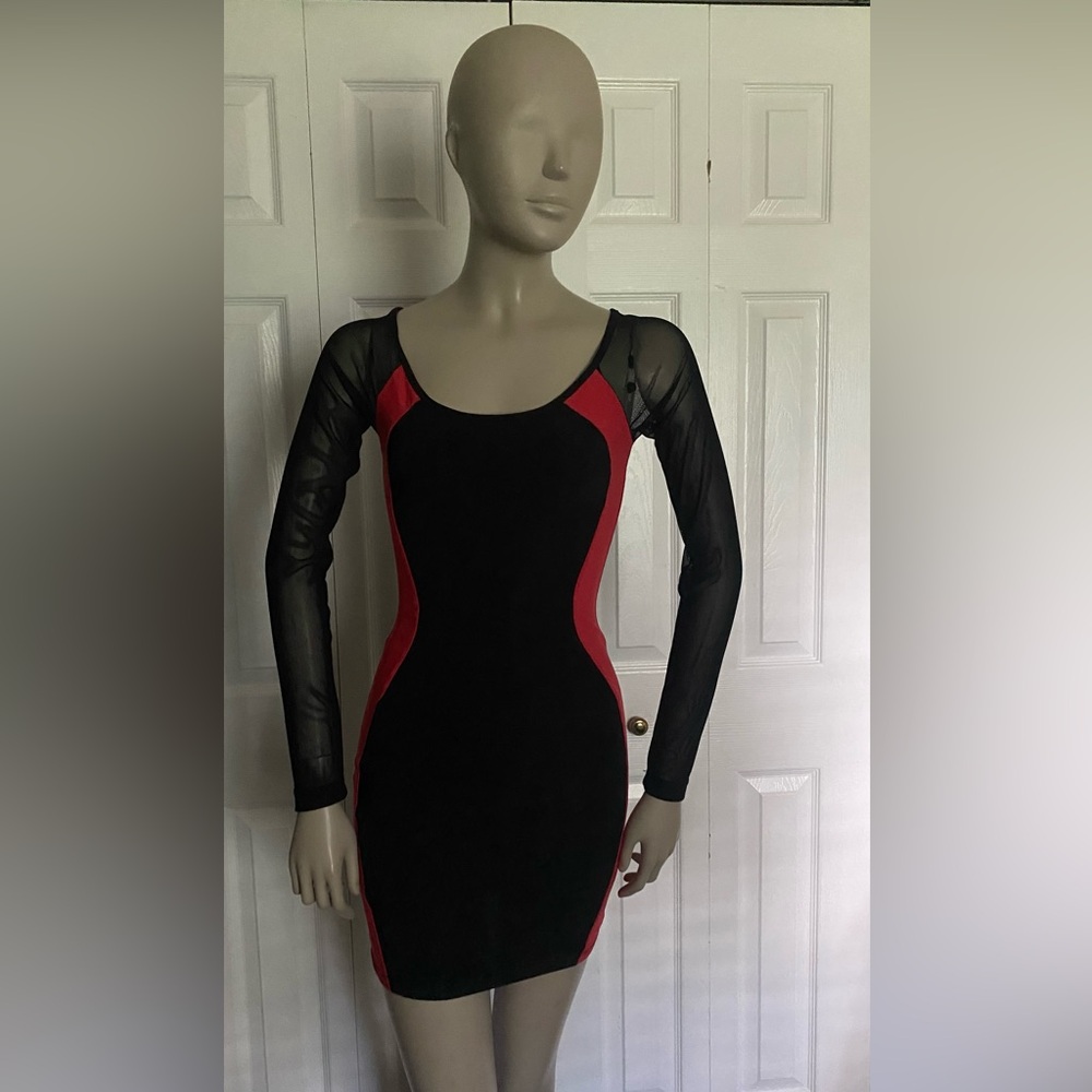 Symphony Asymmetrical Dress in Black and Red